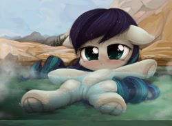 Size: 1350x991 | Tagged: explicit, artist:darkstylerz, blushing, coloratura, commission, crotchboobs, cute, delicious flat crotch, earth pony, female, filly, filly coloratura, foal, foalcon, frog (hoof), g4, hooves, hot springs, imported from derpibooru, nipples, nudity, pony, shiny, skin folds, solo, solo female, source needed, steam, subduction, sweat, teats, underhoof, useless source url, vagina, water, wrinkles, ych result, younger