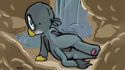 Size: 4000x2250 | Tagged: explicit, artist:nottrevbe, anus, blushing, butt, cave, color edit, colored, colored sketch, dark genitals, edit, female, foalcon, g4, gabby, griffon, high res, imported from derpibooru, looking at you, looking back, looking back at you, lying down, nudity, on side, paw pads, paws, plot, sketch, solo, solo female, vulva, wallpaper, wallpaper edit, water, waterfall, younger