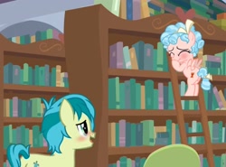 Size: 2916x2154 | Tagged: explicit, editor:anonymous, anus, blush lines, blush scribble, blush sticker, blushing, blushing profusely, bookshelf, bow, butt, casual nudity, clitoris, colt, cozy glow, cozybar, cozybetes, cute, duo, earth pony, edit, edited screencap, eyes closed, female, filly, floppy tail, foal, foalcon, g4, giggling, hair bow, high res, imported from derpibooru, ladder, laughing, library, looking at each other, looking at someone, male, my little pony: friendship is magic, nudity, pegasus, plot, pony, sandbar, screencap, season 8, smiling, smiling at each other, teenager, vulva, vulva blush, vulvar winking, what lies beneath