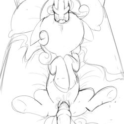 Size: 1440x1440 | Tagged: explicit, artist:dtcx97, sweetie belle, anatomically correct, blowjob, clitoris, female, filly, foal, foalcon, g4, horsecock, imported from derpibooru, male, medial ring, monochrome, nudity, oral, penis, sex, sketch, spitroast, straight, threesome, vaginal secretions, vulva, vulvar winking