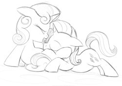 Size: 2284x1615 | Tagged: explicit, artist:dtcx97, rarity, sweetie belle, eyes closed, female, filly, filly rarity, foal, foalcon, g4, imported from derpibooru, incest, lesbian, monochrome, raricest, ship:raribelle, shipping, sketch, tongue out, younger
