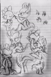 Size: 1977x2947 | Tagged: explicit, artist:dtcx97, spike, blowjob, doodle, dragon, faceful of ass, facesitting, facesitting on spike, female, foalcon, g4, imported from derpibooru, lined paper, male, monochrome, nudity, oral, penis, sex, ship:spolder, shipping, sketch, sketch dump, smolder, straight