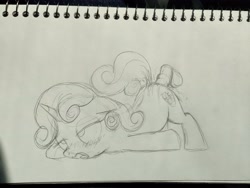 Size: 4000x3000 | Tagged: explicit, artist:dtcx97, sweetie belle, ahegao, ass up, cum, disembodied penis, face down ass up, female, filly, foal, foalcon, g4, imported from derpibooru, monochrome, nudity, obscured penetration, open mouth, penis, sex, sketch, tongue out, vaginal secretions