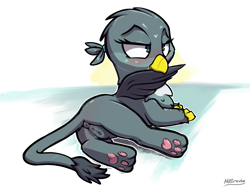 Size: 3000x2250 | Tagged: explicit, artist:nottrevbe, anus, chickub, clitoris, cute, cute porn, female, foalcon, g4, gabby, genitals, griffon, grooming, high res, imported from derpibooru, lying down, nudity, paw pads, preening, solo, solo female, source needed, vulva, younger