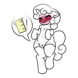 Size: 2000x2000 | Tagged: explicit, artist:vodkamewtwoni, sweetie belle, alternate version, bladder gauge, blushing, clothes, desperation, eyes closed, female, filly, foal, foalcon, g4, genitals, high res, imported from derpibooru, legwear, lip bite, need to pee, nudity, omorashi, pony, potty dance, potty emergency, potty time, socks, solo, solo female, stockings, thigh highs, unicorn, urine, vulva