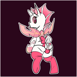 Size: 1000x1000 | Tagged: explicit, artist:vodkamewtwoni, oc, oc:tineey, albino changeling, anus, changeling, changeling oc, clothes, colt, commission, foal, foalcon, imported from derpibooru, legwear, looking back, male, nudity, oc only, panties, ponut, socks, solo, stockings, thigh highs, thong, underwear, ych result