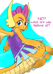 Size: 2600x3600 | Tagged: explicit, artist:stardust-pony, 2 4 6 greaaat, anus, ass, butt, cheerleader smolder, clothes, commando, dragon, dragoness, dragons wearing clothes, exposed, female, foalcon, g4, genital slit, high res, imported from derpibooru, lying down, my little pony: friendship is magic, nudity, partial nudity, skirt, smolder, smolderriere, solo, solo female, upskirt, vaginal secretions, vulva