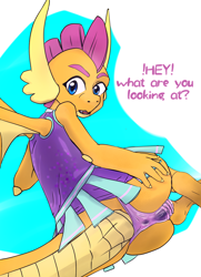 Size: 2600x3600 | Tagged: explicit, artist:stardust-pony, 2 4 6 greaaat, anus cameltoe, cameltoe, cheerleader smolder, clothes, cute, cute porn, dragon, dragoness, dragons wearing clothes, dragons wearing panties, female, foalcon, frilly underwear, g4, high res, imported from derpibooru, my little pony: friendship is magic, panties, purple underwear, season 9, smolder, smolderbetes, smolderriere, solo, solo female, underwear, wet panties