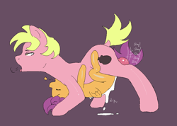 Size: 2744x1956 | Tagged: explicit, artist:dragonlover69, scootaloo, oc, oc:dragonlover69, age difference, balls, belly riding, canon x oc, cum, earth pony, female, filly, foal, foalcon, g4, imported from derpibooru, male, nudity, pegasus, penetration, pony, sex, size difference, slap, stallion, stallion on filly, straight, vaginal