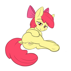 Size: 1324x1324 | Tagged: explicit, artist:kyrgyzpopstar, apple bloom, anus, bloom butt, butt, earth pony, female, filly, foal, foalcon, g4, imported from derpibooru, looking at you, nudity, plot, pony, simple background, solo, solo female, teasing, vagina, vulva, white background