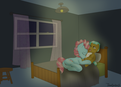Size: 3500x2500 | Tagged: explicit, artist:itwasscatters, oc, oc:cyan sand, age difference, bedroom, canon x oc, colt, cup cake, female, foal, foalcon, g4, high res, imported from derpibooru, male, mare, mare on colt, nudity, pony, sex, straight, straight shota, vulva