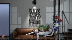 Size: 3373x1897 | Tagged: explicit, artist:modus, rarity, spike, 3d, anthro, anthro on dragon action, breasts, busty rarity, cunnilingus, dragon, female, foalcon, g4, gray nipples, imported from derpibooru, male, nipples, nudity, oral, plantigrade anthro, sex, ship:sparity, shipping, size difference, source filmmaker, straight