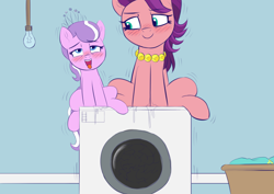 Size: 2190x1550 | Tagged: explicit, artist:heretichesh, diamond tiara, ahegao, bad parenting, blushing, casual masturbation, duo, earth pony, female, filly, fluids, foal, foalcon, g4, implied incest, imported from derpibooru, laundry, looking pleasured, mare, masturbating together, masturbation, mother and child, mother and daughter, mutual masturbation, open mouth, part of a set, pony, spoiled rich, tongue out, unconventional vibrator, vaginal secretions, washing machine