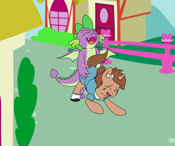 Size: 6872x5738 | Tagged: explicit, artist:aaron amethyst, spike, oc, oc:heroic armour, anal, anal creampie, anal orgasm, bow, canon x oc, clothes, colt, creampie, crossdressing, cum, cum while penetrated, cumming, dragon, dress, exhibitionism, fangs, foal, foalcon, from behind, g4, gay, hands free, imported from derpibooru, interspecies, male, orgasm, orgasm cumshot, outdoor sex, outdoors, penetration, pony, ponyville, sex, simultaneous orgasm, skirt, skirt pull, unicorn, winged spike, wings