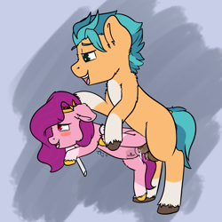Size: 1000x1000 | Tagged: explicit, artist:ashersketch, age difference, big dom small sub, crotchboobs, cum, earth pony, edit, female, filly, filly pipp petals, foal, foalcon, g5, hitch trailblazer, imported from derpibooru, male, nipples, nudity, pegasus, penetration, pipp petals, pony, red eyes, red-eyed pipp, sex, ship:pitch, shipping, soft color, stallion, stallion on filly, straight, teats, vaginal, vulva