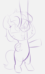 Size: 872x1430 | Tagged: explicit, artist:heretichesh, oc, oc:garnet gold, earth pony, excited, female, filly, foal, foalcon, frog (hoof), happy, imported from derpibooru, nudity, penis, pony, sketch, underhoof