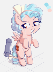 Size: 1140x1534 | Tagged: explicit, artist:heretichesh, bow, colored, cozy glow, female, filly, foal, foalcon, freckles, g4, glory hole, imminent sex, imported from derpibooru, male, nudity, pegasus, penis, pony, smiling, smug, tail bow