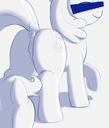 Size: 1824x2127 | Tagged: explicit, artist:heretichesh, scootaloo, anus, butt, censor bar, censored, censored eyes, cheerilee, earth pony, female, flashing, foalcon, g4, imported from derpibooru, looking back, nudity, pegasus, plot, pointless censoring, ponut, pony, presenting, smiling, vulva