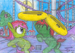 Size: 2267x1597 | Tagged: explicit, artist:vovi, oc, oc:plum virgin sentry, oc:void virgin sparkles, anus, balls, bathing, berry punch, brother and sister, casual nudity, colt, crotchboobs, dirty anus, dock, female, fetish, filly, foal, foalcon, g4, happy, imported from derpibooru, male, nipples, nudity, ponut, pony, poop, ruby pinch, scat, siblings, slide, summer, taint, teats, tree, unicorn