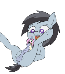 Size: 640x726 | Tagged: explicit, artist:happy harvey, oc, oc:jingles, anus, balls, butt, clown, clown nose, colt, doll, eyelashes, foal, foalcon, frog (hoof), g4, horsecock, imported from derpibooru, legs in air, licking, licking cock, living object, macro, macro/micro, male, micro, nudity, oral, pegasus, penis, phone drawing, plot, pony, red nose, rumble, sex, size difference, spread legs, spreading, tongue out, toy, underhoof