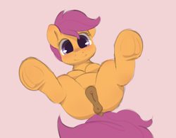 Size: 3773x2954 | Tagged: explicit, artist:php197, scootaloo, anus, female, filly, foal, foalcon, frog (hoof), g4, high res, imported from derpibooru, looking at you, lying down, nudity, on back, pegasus, ponut, pony, smiling, solo, solo female, underhoof, vulva