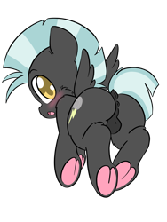 Size: 1536x2048 | Tagged: explicit, artist:steelsoul, anus, balls, blushing, butt, colt, colt thunderlane, dark genitals, dock, feathered wings, foal, foalcon, frog (hoof), g4, imported from derpibooru, looking back, male, nudity, pegasus, plot, pony, simple background, solo, solo male, spread wings, thunderbutt, thunderlane, underhoof, wings, younger