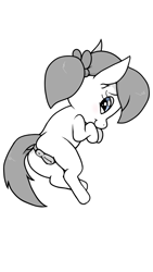 Size: 1080x1920 | Tagged: explicit, artist:howl echoes, oc, anus, bow, butt, earth pony, female, filly, foal, foalcon, hair bow, hooves, imported from derpibooru, looking back, nudity, oc only, plot, ponut, pony, simple background, solo, solo female, vulva