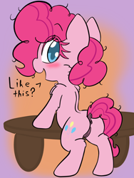 Size: 1536x2048 | Tagged: explicit, artist:steelsoul, pinkie pie, anus, butt, cute, cute porn, dialogue, dock, female, filly, filly pinkie pie, foal, foalcon, g4, imported from derpibooru, looking back, nudity, plot, vulva, younger
