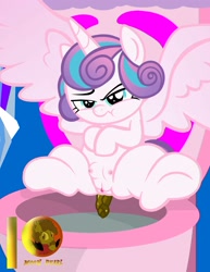 Size: 2400x3107 | Tagged: explicit, grotesque, artist:succubi samus, princess flurry heart, alicorn, anus, babycon, but why, crotchboobs, female, fetish, filly, foal, foalcon, g4, high res, horn, human vulva on pony, imported from derpibooru, nipples, nudity, patreon, patreon logo, patreon reward, pony, poop, pooping, potty time, pouting, scat, show accurate, show accurate porn, sitting on toilet, toilet, turtleheading, vagina, vulva, wings