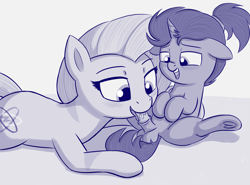 Size: 1960x1448 | Tagged: explicit, artist:heretichesh, oc, oc:lightning bolt, oc:neutron shock, age difference, balls, blowjob, blushing, colt, colt on mare, commissioner:thiccmerc, earth pony, female, filly, foal, foalcon, frog (hoof), hairband, imported from derpibooru, incest, lying down, male, mare, monochrome, mother and child, mother and son, nudity, oral, penis, pony, ponytail, stallion, straight, straight shota, tongue out, underhoof, unicorn