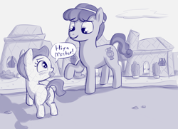 Size: 1974x1432 | Tagged: explicit, artist:heretichesh, anatomically correct, anus, blushing, bush, changeling, crystal hoof, crystal pony, curtains, dialogue, disguise, disguised changeling, dock, doorway, estrus, female, filly, filly on stallion, foal, foalcon, g4, greeting, hairband, happy, hope (g4), imported from derpibooru, male, monochrome, nudity, ponut, raised hoof, reverse foalcon, sketch, stairs, stallion, text, thorax, urn, vaginal secretions, vulva