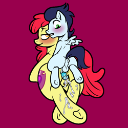 Size: 1000x1000 | Tagged: explicit, artist:vodkamewtwoni, apple bloom, after vaginal, aftersex, age difference, age swap, anus, bloom butt, blushing, butt, colt, colt on mare, creampie, cum, cumming, earth pony, female, foal, foalcon, frog (hoof), g4, genitals, imported from derpibooru, looking back, male, mare, nudity, pegasus, penetration, penis, plot, ponut, pony, role reversal, sex, ship:soarbloom, shipping, size difference, soarin', straight, straight shota, underhoof, vulva