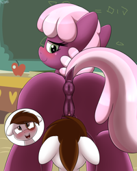 Size: 2400x3000 | Tagged: explicit, artist:an-tonio, /ss/, alternate version, anus, bedroom eyes, blushing, butt, cheerilee, cheerilee gets all the colts, clitoris, dock, earth pony, female, female focus, floppy ears, foalcon, g4, high res, imminent sex, imported from derpibooru, larger female, looking at butt, looking back, male, nudity, open mouth, pipsqueak, plot, ponut, pony, sex education, size difference, smaller male, smiling, solo focus, straight, straight shota, vaginal secretions, vulva, vulvar winking