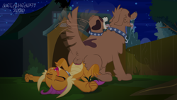 Size: 8000x4500 | Tagged: explicit, artist:metalhead97, ahegao, all fours, bestiality, breasts, collar, commission, dog, doghouse, dragon, dragoness, excitement, eyes closed, female, femsub, foalcon, g4, house, humping, imported from derpibooru, interspecies, knot, knotting, male, moon, moonlight, multiple heads, night, nipples, nudity, open mouth, orgasm, orthros, outdoor sex, outdoors, penetration, penis, pulling, reverse piledriver, sex, show accurate, show accurate porn, sign, smolder, smolthros, straight, submissive, sweet feather sanctuary, text, tongue out, tree, two heads, vaginal, wallpaper, wallpaper for the fearless