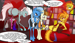 Size: 6000x3429 | Tagged: explicit, semi-grimdark, artist:greeneyedmistress, clitoris, clothes, colt, comic, dildo, featherweight, female, fleetfoot, foal, foalcon, g4, imported from derpibooru, inanimate tf, legwear, living sex toy, male, mare, nudity, pegasus, penis, pony, presenting, sex doll, sex toy, socks, spitfire, straight, straight shota, text, thigh highs, transformation, trixie, unicorn