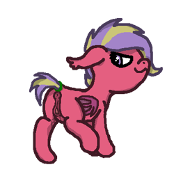 Size: 405x405 | Tagged: explicit, artist:deathocty, oc, bat pony, female, filly, foal, foalcon, imported from derpibooru, lowres, nudity, oc only, pony, presenting, solo, solo female