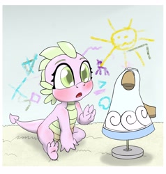 Size: 3176x3334 | Tagged: explicit, artist:stardust-pony, spike, alternate universe, alternate version, baby, baby dragon, baby spike, barb, clothes, cute, cute porn, dragon, dress, foalcon, g4, high res, imported from derpibooru, mannequin, nudity, rule 63, vulva, younger