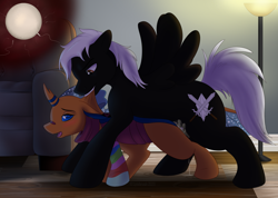 Size: 1900x1350 | Tagged: explicit, artist:lynxbrush, oc, oc:alex sinfalair, oc:solar comet, age difference, an egg being attacked by sperm, big dom small sub, biting, changeling, changeling oc, crossbreeding, cum, egg cell, female, filly, foal, foalcon, imported from derpibooru, impregnation, interspecies, male, mounting, neck biting, oc only, open mouth, pegasus, penetration, pony, pony on changeling action, sex, spermatozoon, stallion, stallion on filly, straight, vaginal, vaginal secretions
