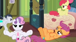Size: 1280x720 | Tagged: explicit, artist:sasukex125, editor:angrymetal, apple bloom, scootaloo, sweetie belle, 1000 hours in ms paint, anal insertion, anus, balls, butt, buttplug, colt, cutie mark crusaders, dildo, earth pony, female, filly, foal, foalcon, g4, human vulva on pony, imported from derpibooru, insertion, looking at you, male, nudity, pegasus, penis, plot, pony, rumble, sex toy, unicorn, vagina, vulva