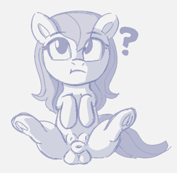 Size: 544x532 | Tagged: explicit, artist:heretichesh, balls, blissful ignorance, clueless, confused, crotchboobs, cute, earth pony, female, filly, foal, foalcon, frog (hoof), futa, futa filly, futa unknown, imported from derpibooru, intersex, long hair, nipples, nudity, pony, presenting, question mark, sheath, sheathed, sitting, sketch, solo, solo futa, spread legs, spreading, underhoof