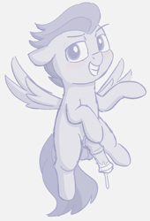Size: 798x1176 | Tagged: explicit, artist:heretichesh, blushing, colt, foal, foalcon, g4, imported from derpibooru, male, nudity, pegasus, penis, pony, precum, presenting, presenting penis, rumble, sketch, smug, solo, solo male