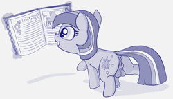 Size: 1698x970 | Tagged: explicit, artist:heretichesh, twilight sparkle, anus, backwards cutie mark, balls, book, clitoris, female, filly, filly twilight sparkle, foal, foalcon, futa, futa twilight sparkle, g4, herm, horn, imported from derpibooru, intersex, nudity, penis, ponut, pony, solo, spellbook, text, unicorn, unicorn twilight, vagina, vaginal secretions, vulva, younger