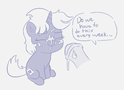 Size: 653x475 | Tagged: explicit, artist:heretichesh, oc, oc:s.leech, age difference, bald face, blaze (coat marking), book, coat markings, cum, dialogue, facial, facial markings, female, filly, foal, foalcon, imported from derpibooru, male, nudity, penis, pony, stallion, stallion on filly, straight, sweat, sweatdrop, text, unicorn