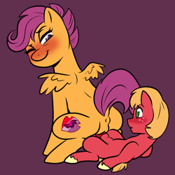 Size: 1000x1000 | Tagged: explicit, artist:vodkamewtwoni, scootaloo, age difference, age swap, anus, big macintosh, blushing, colt, colt big macintosh, earth pony, female, foal, foalcon, g4, imported from derpibooru, larger female, looking back, male, mare, mare on colt, nudity, older, older scootaloo, pegasus, penetration, penis, pony, role reversal, sex, ship:scootamac, shipping, size difference, smaller male, straight, straight shota, the cmc's cutie marks, vaginal, vulva, younger