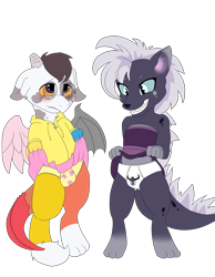 Size: 1696x2184 | Tagged: explicit, oc, oc:ash, oc:desorde, artist needed, clothes, draconequus, foalcon, imported from derpibooru, oc only, panties, simple background, transparent background, underwear
