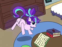 Size: 1600x1200 | Tagged: explicit, artist:branate, starlight glimmer, anatomically correct, anus, book, crotchboobs, female, filly, filly starlight glimmer, foal, foalcon, g4, imported from derpibooru, magic, nipples, nudity, ponut, pony, solo, solo female, teats, unicorn, vulva, younger