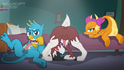 Size: 8000x4500 | Tagged: explicit, artist:metalhead97, anus, ass, balls, butt, cinematic, collar, commission, dragon, dragoness, female, foalcon, g4, gallus, griffon, imported from derpibooru, knot, looking at you, looking back, looking back at you, lycanroc, male, nudity, penis, plot, pokémon, precum, presenting, presenting anus, presenting penis, presenting pussy, show accurate, show accurate porn, smolder, smolderriere, spread legs, spreading, the cool trio, vaginal secretions, vulva