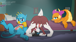 Size: 8000x4500 | Tagged: explicit, artist:metalhead97, anus, ass, balls, butt, cinematic, collar, commission, dragon, dragoness, female, foalcon, g4, gallus, griffon, imported from derpibooru, knot, looking at you, looking back, looking back at you, lycanroc, male, nudity, penis, plot, pokémon, precum, presenting, presenting anus, presenting penis, presenting pussy, show accurate, show accurate porn, smolder, smolderriere, spread legs, spreading, the cool trio, vaginal secretions, vulva