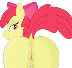 Size: 2680x2529 | Tagged: explicit, artist:poniidesu, apple bloom, anatomically correct, anus, apple bloom's bow, bedroom eyes, bloom butt, bow, butt, dock, earth pony, female, filly, foal, foalcon, g4, hair bow, high res, imported from derpibooru, looking at you, looking back, looking back at you, nudity, plot, ponut, pony, rear view, seductive, simple background, smiling, smiling at you, solo, solo female, transparent background, vagina, vulva