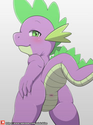 Size: 920x1227 | Tagged: explicit, artist:winick-lim, spike, anus, blushing, butt, cute, cute porn, dragon, dragonbutt, foalcon, g4, imported from derpibooru, looking at you, looking back, looking back at you, male, nudity, raised tail, solo, solo male, spikabetes, tail, weird lizzer hole